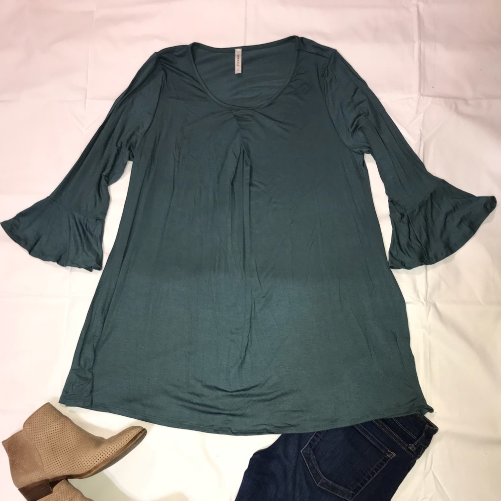 Extended Size Ruffle Sleeve Tunic Top